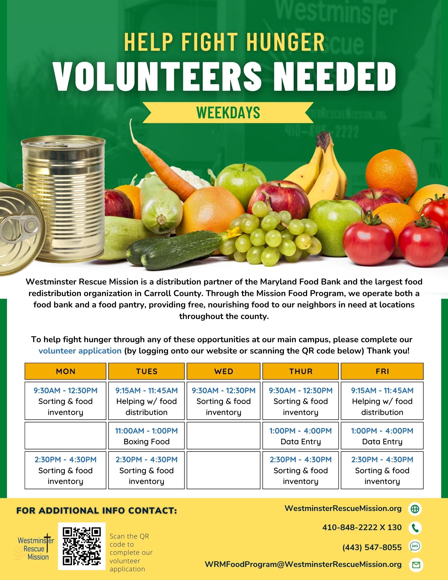 WRM - Food Program Volunteer Need Flyer